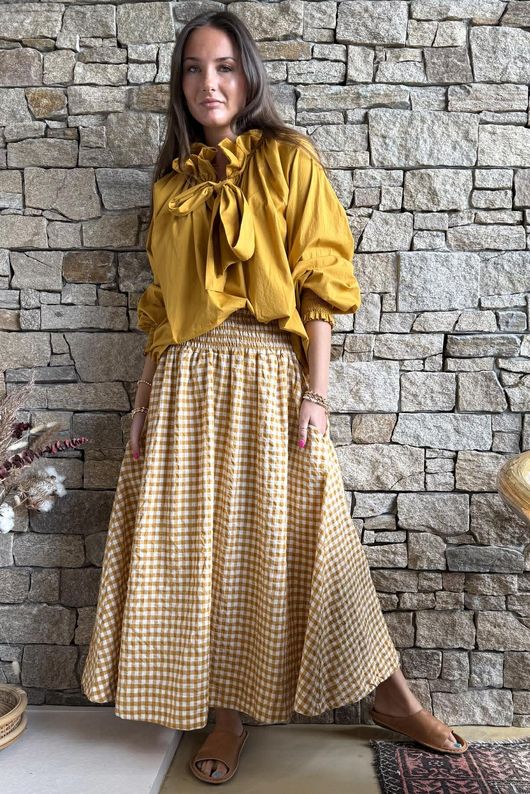 Nonni Gingham Ripley Skirt Mustard